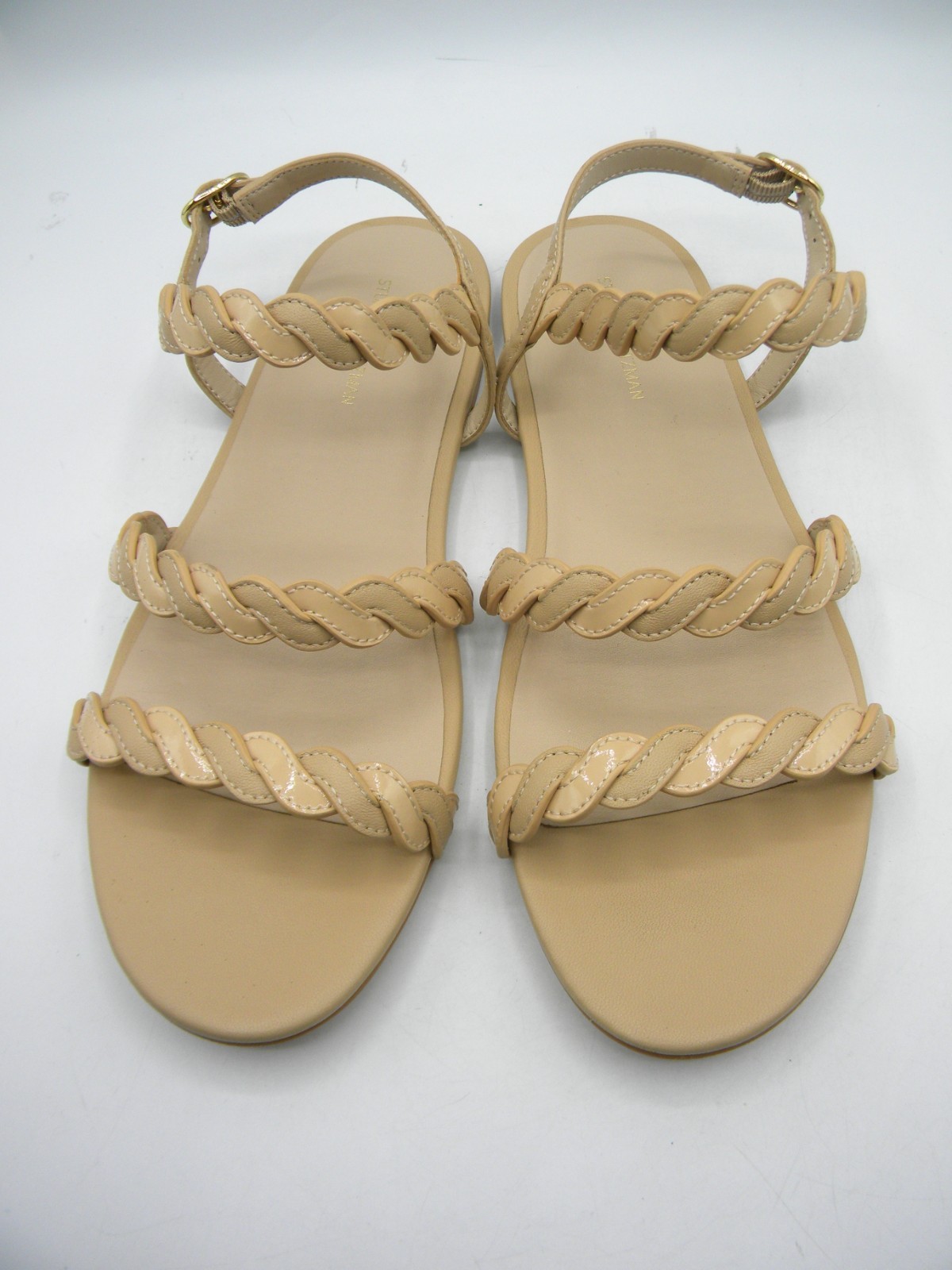 STUART WEITZMAN Twistie Leather Flat Ankle Strap Strappy Sandal Sz 8.5 M