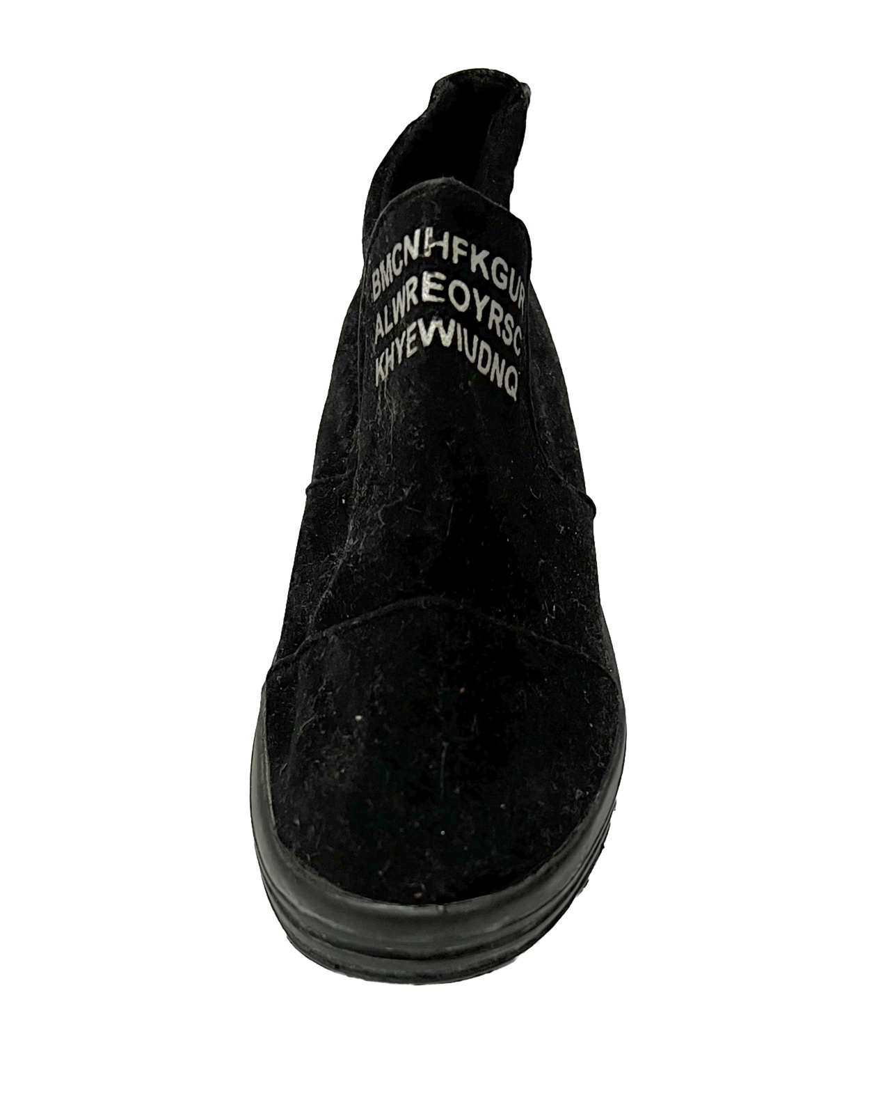 Letter Sneakers BMCNHFKGUR ALWREOYRSC Suede Slip On Wedge /Black/Size US6, CN38