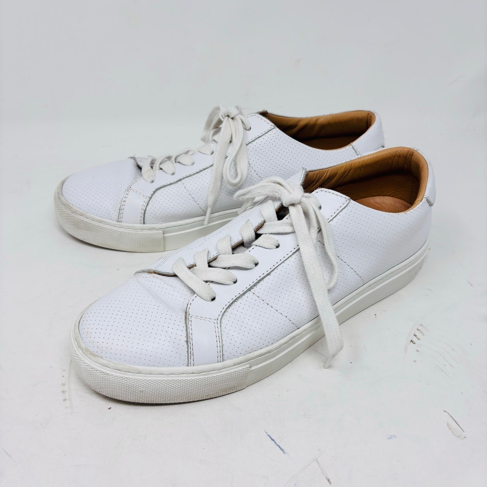 Greats Brooklyn Sneaker Size 9.5 Royale Perforated White Leather Lace Up Italy