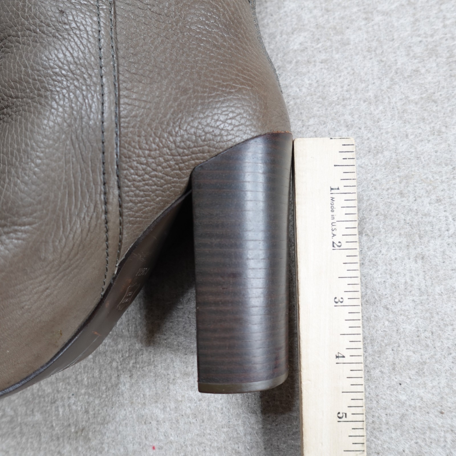 Tory Burch Womens Boots 8.5 Brown Gray Zip Heeled Pebbled Jenna Knee High