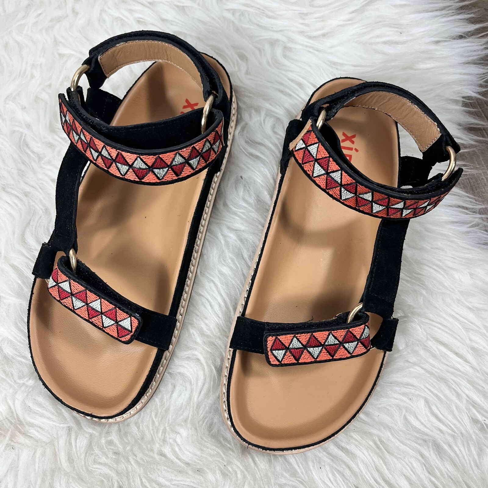 Xirena Anais embroidered suede sandals size 6.5 black NEW $334