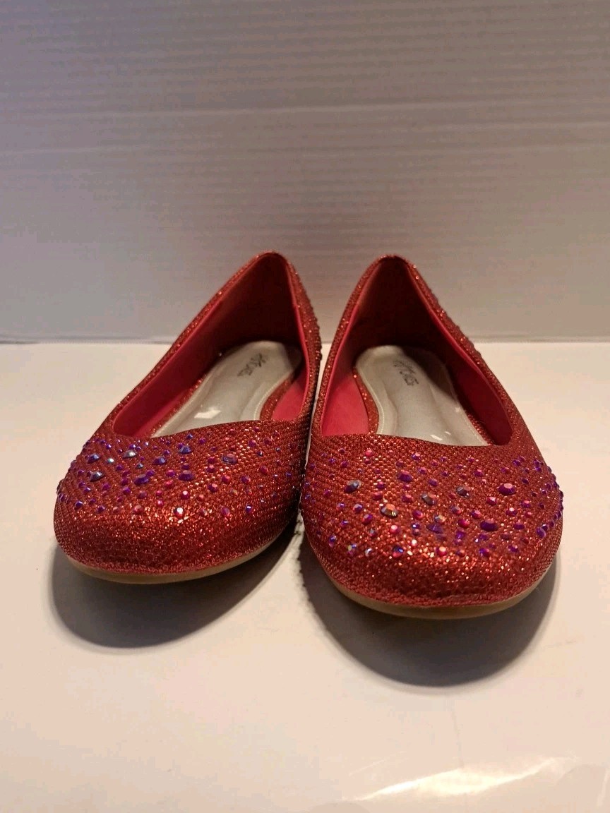 Hotcakes Red Orleans Sequin/Rhinestone Covered Ballet Flats Women Size 9.5 9 1/2