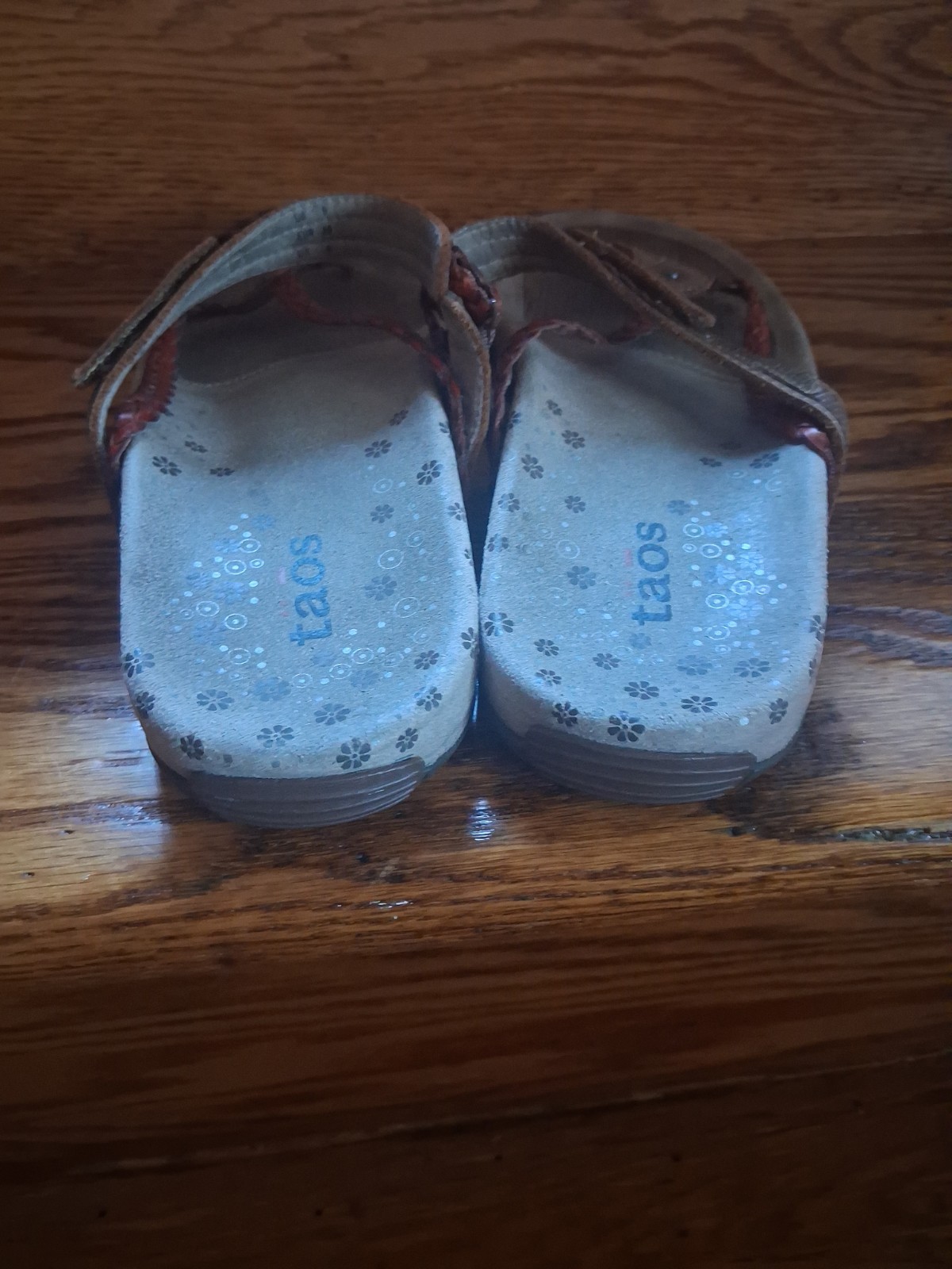 Taos Leather Sandals Women Sz 9 Braided Strap Comfort Split Toe Brown Daisy