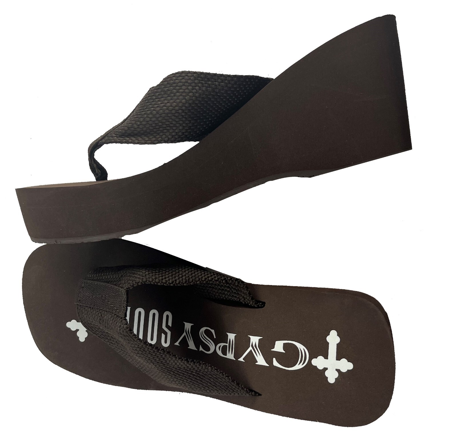 Gypsy Soule 3″ WEDGE Platform Heel Thong Sandals Comfort Sole – Chocolate BROWN
