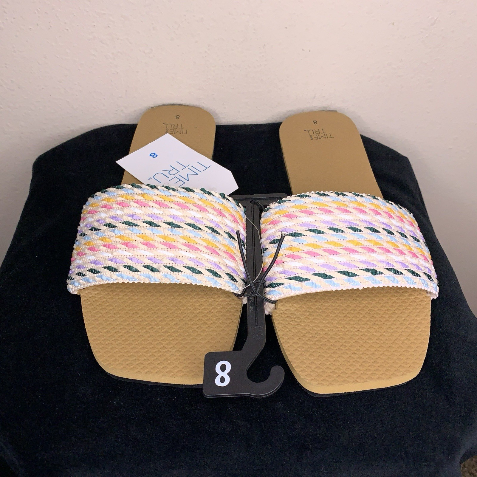 New Size 8 Slide Sandals Multicolored Tan Brown Womens Boho Bohemian Beach