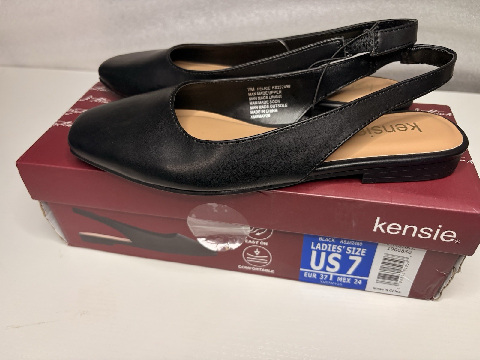 NIB! Kensie Felice Slingback Women’s Black Flats Casual Dress Shoes Size 11