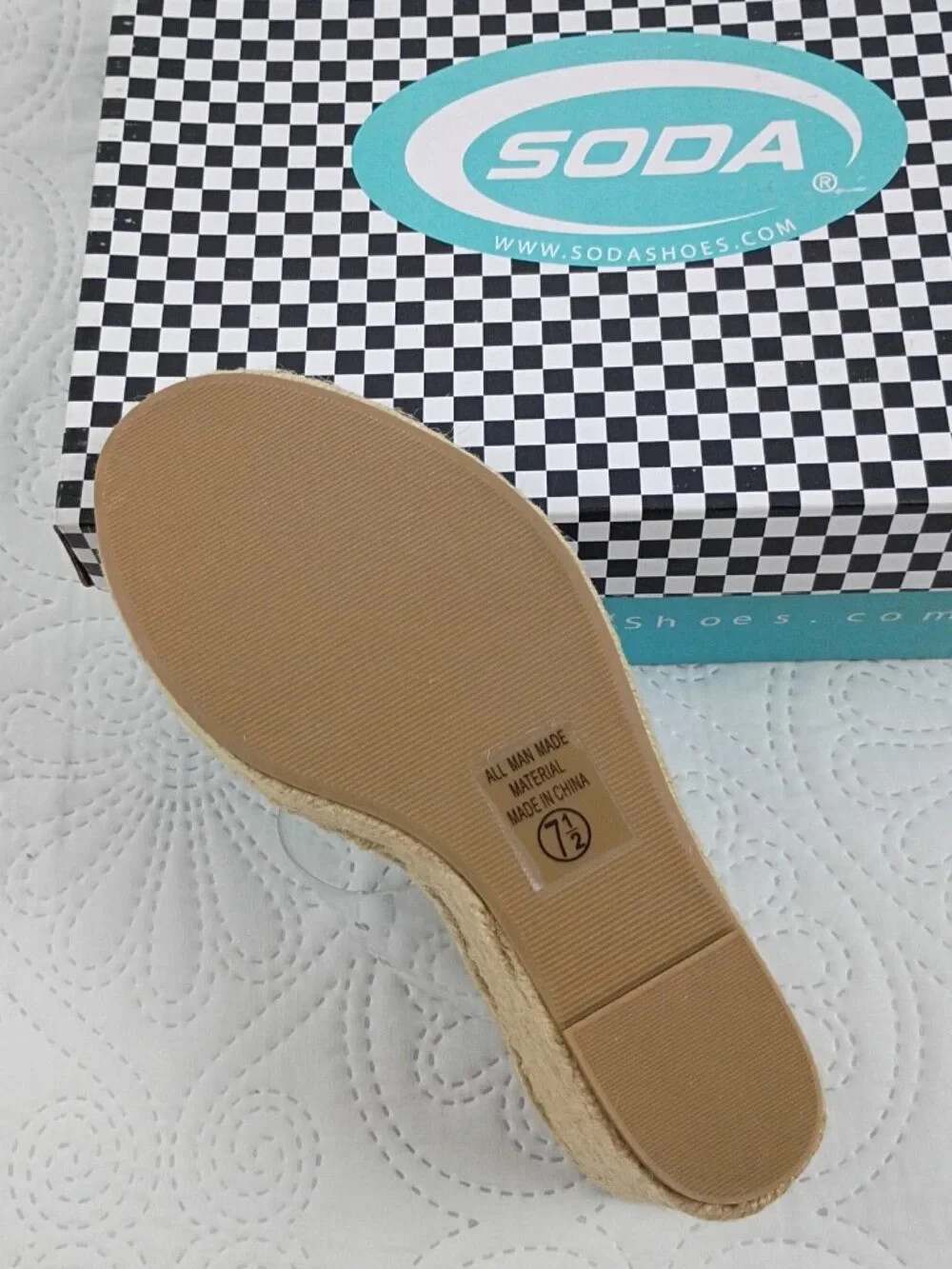 NWOT Soda Clear Strap Espadrille Wedge Sandals Size 7.5 | 5″ Platform Heel