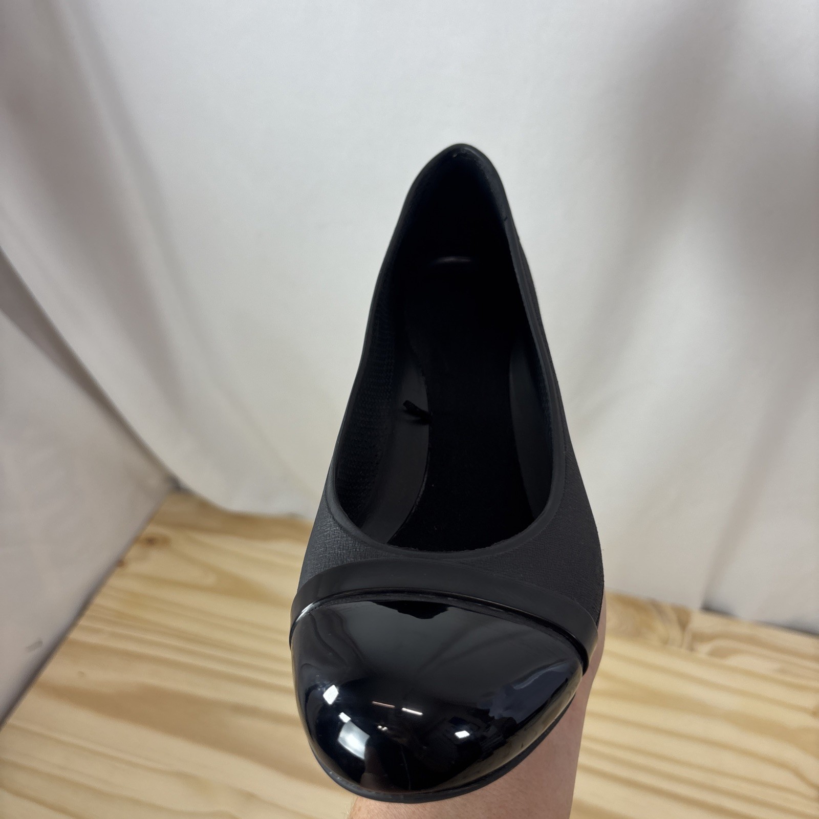 Crocs Wedge Heels Black Croslite Patent Cap Toe Detail Comfort Shoes Womens 8