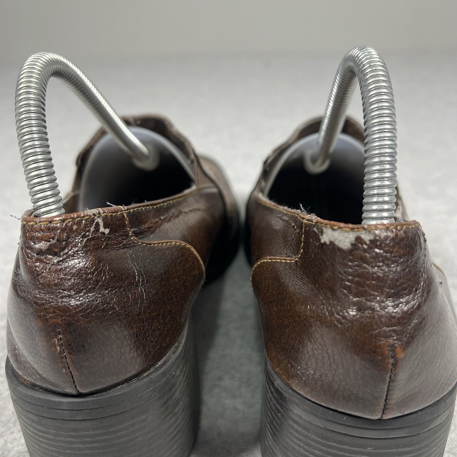 Vintage Y2K Mudd Brown Chunky Heeled Platform Loafers Size 9