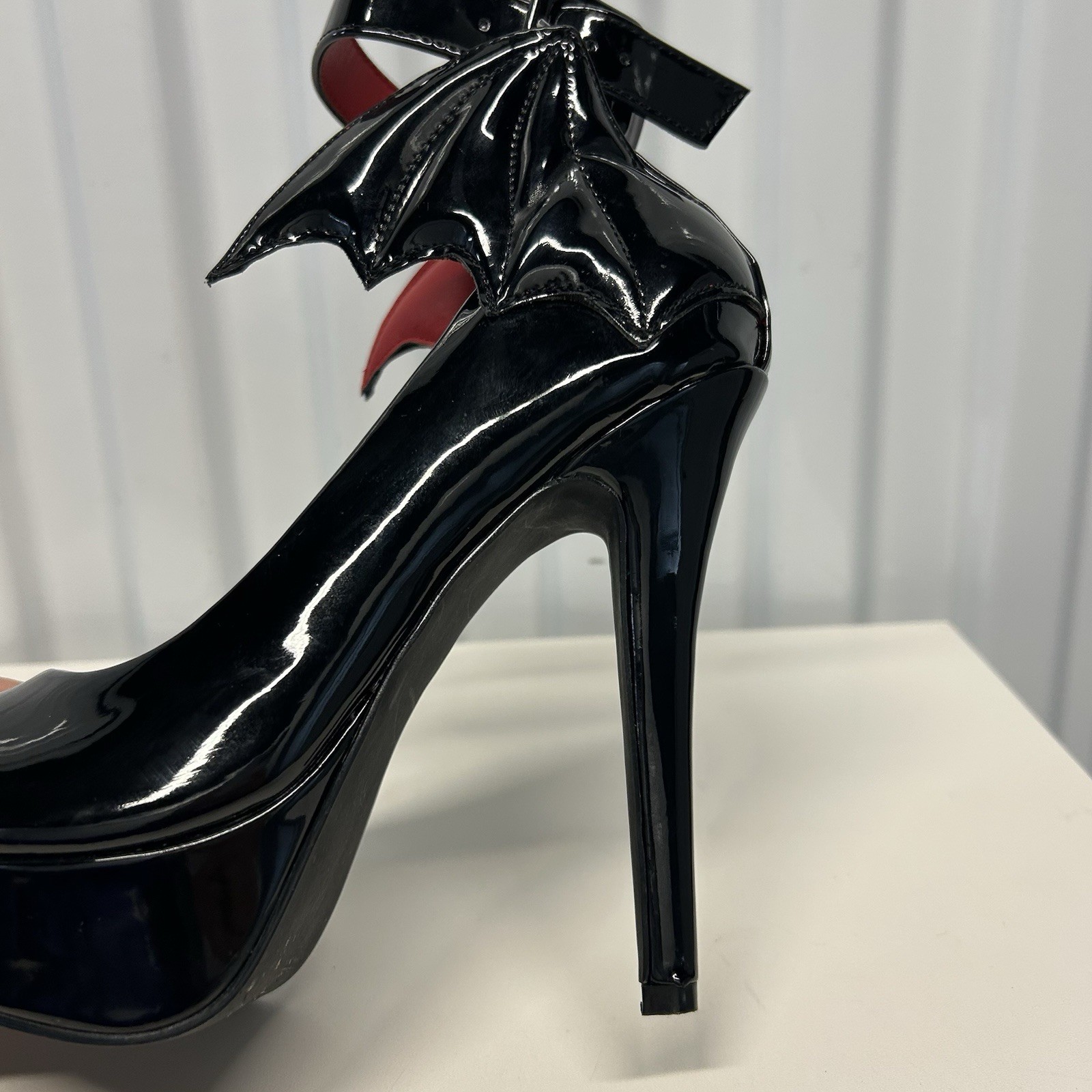 Killstar Cemetery Lane Black Bat Wing High Heels Faux Leather Women’s US Sz 5