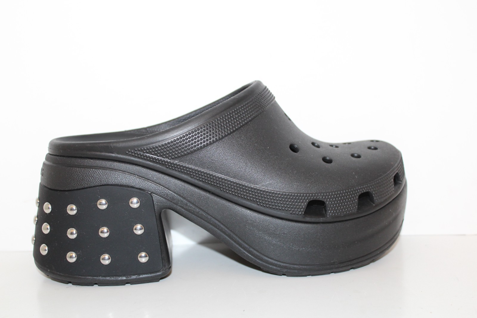 Crocs Siren Platform Black Studded Heeled Clog Sz Mens 10 / Womens 12