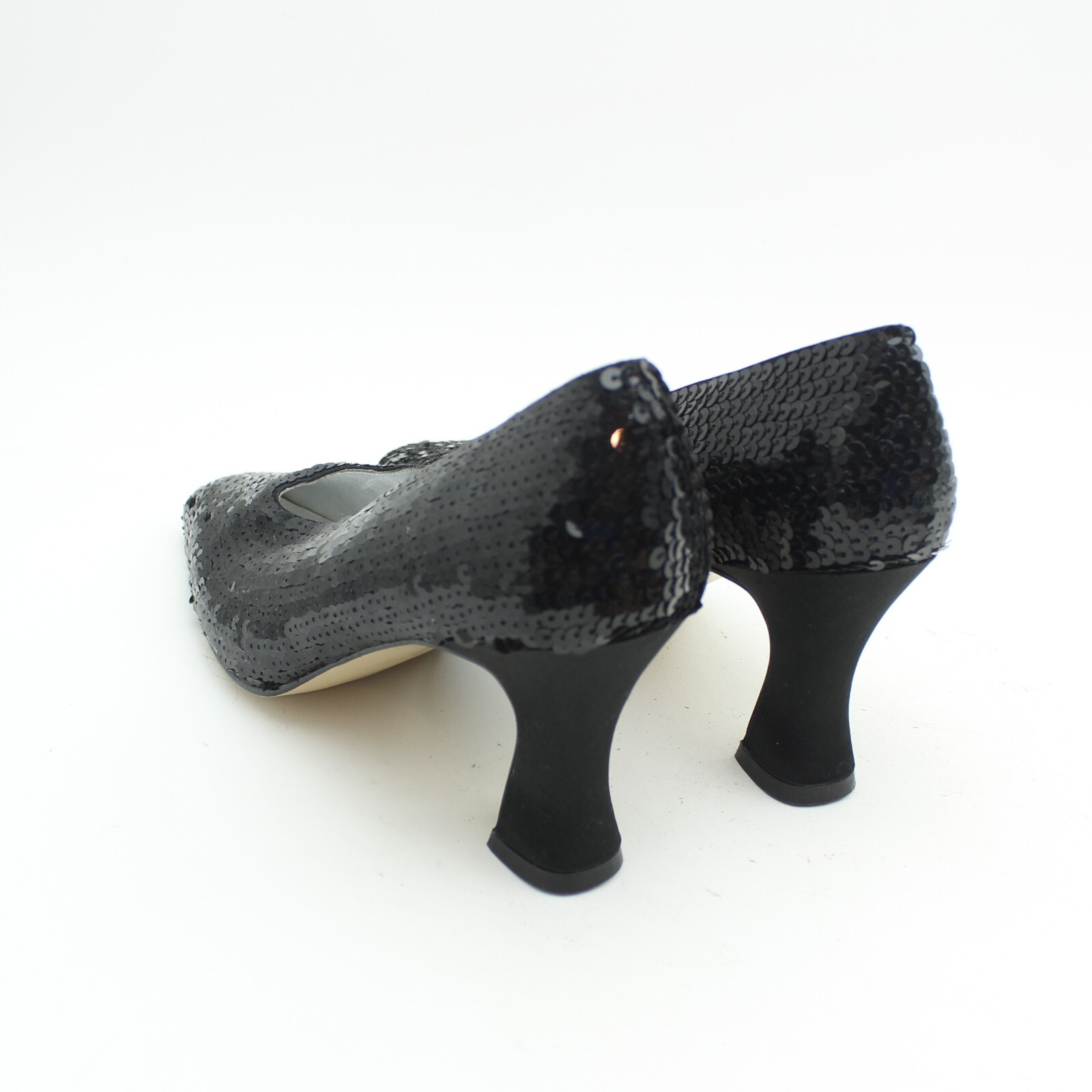 VTG Dolce by Pierre Monaco Black Sequin Heels Retro Pumps Sz 7