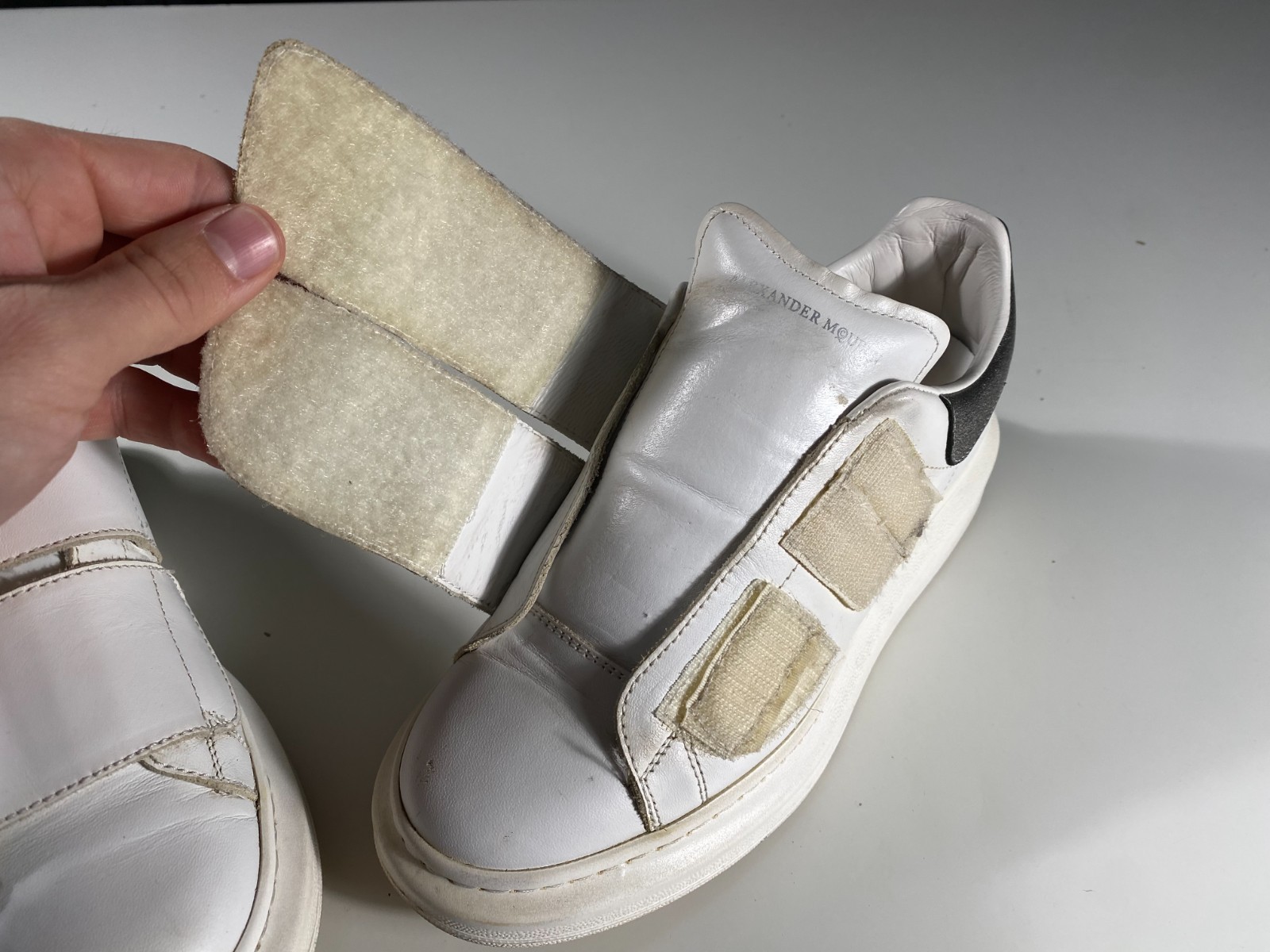 Alexander McQueen Oversized Double Strap White Leather Sneakers size EU 36 1/2