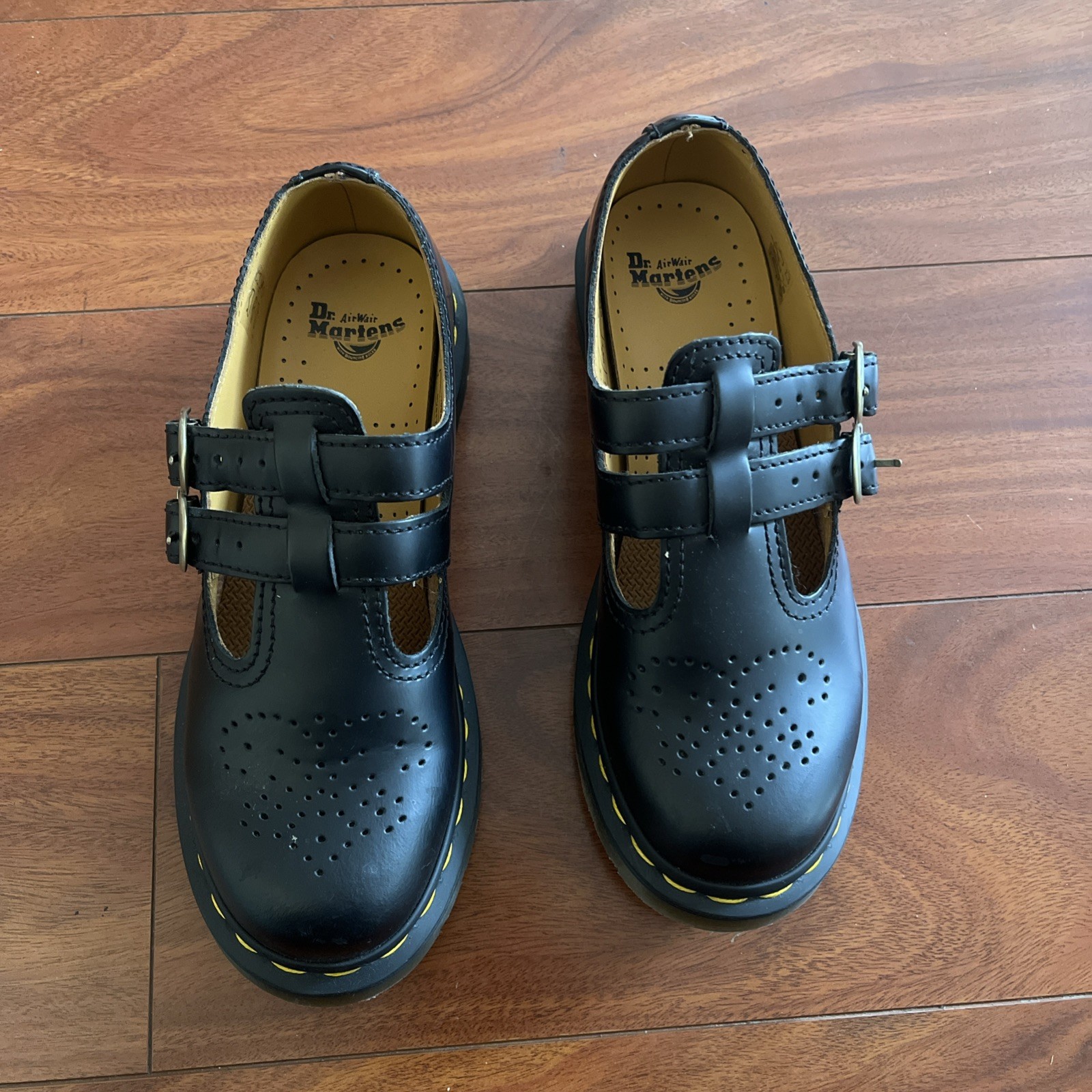 Dr. Martens 8065 Mary Jane Black Smooth Leather Double Strap Shoes Womens Size 6