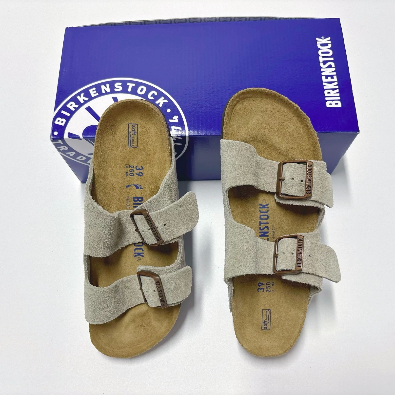Birkenstock Arizona Soft Footbed Suede Sandals Taupe Men Women Unisex Comfort