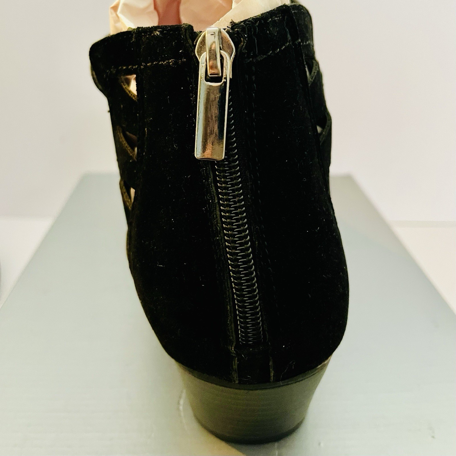 CloudWalker 13W BLACK Delancy Western Ankle Boot Back Zipper Faux Suede Cutouts