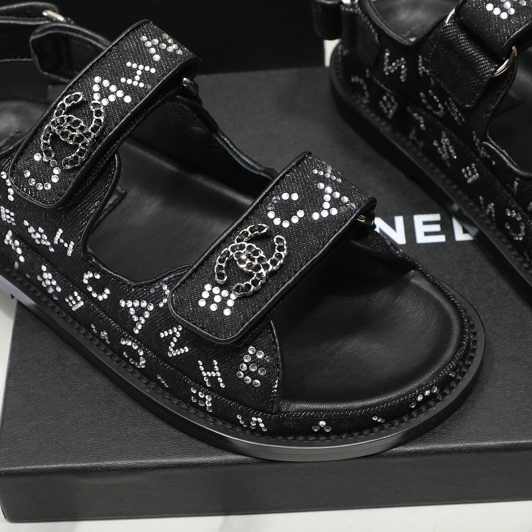 Chanel Dad Sandals Tweed Fabric – 36