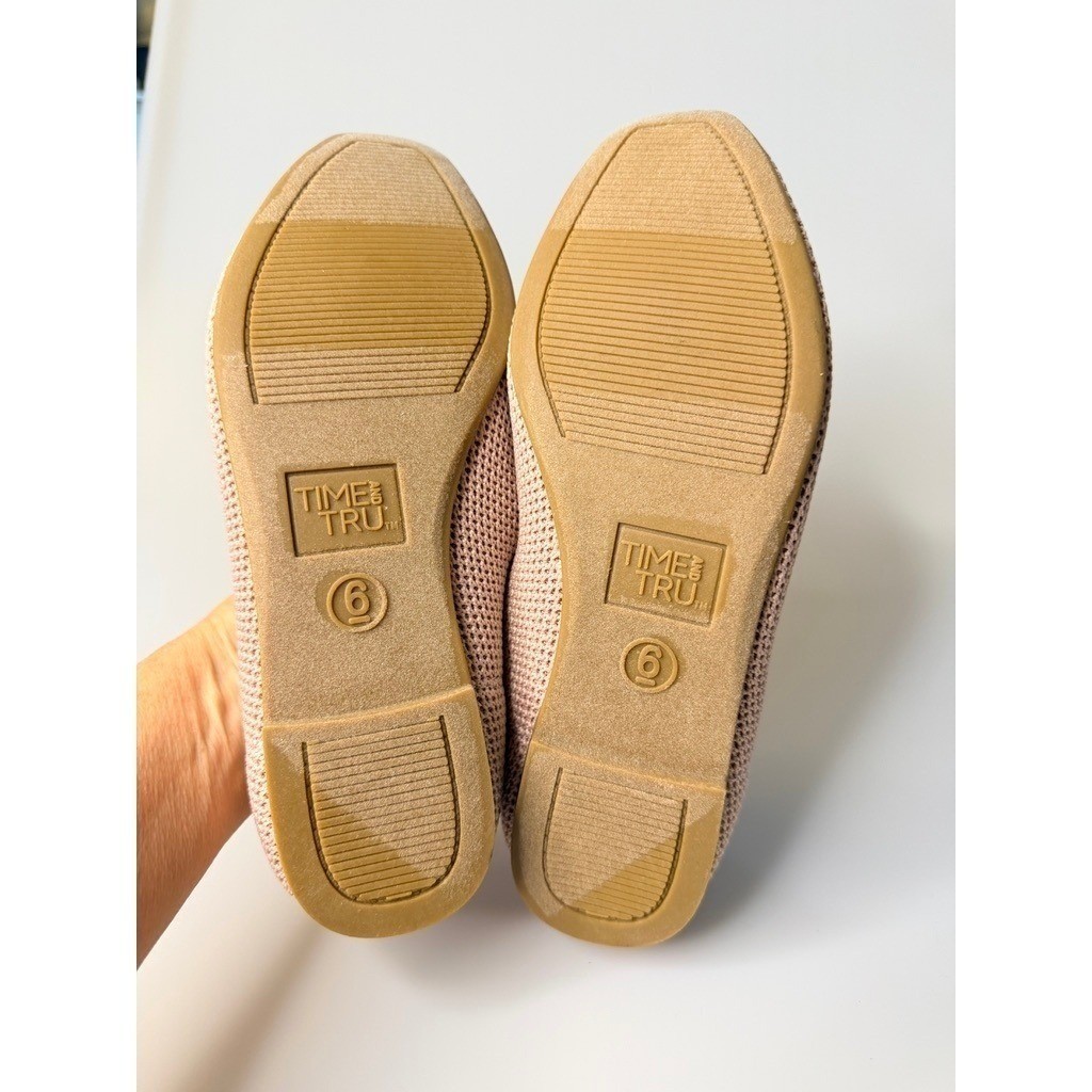 NEW Time & Tru Pink Knit Ballet Flats Bow Slip On Shoes Women’s Size 8 NIB