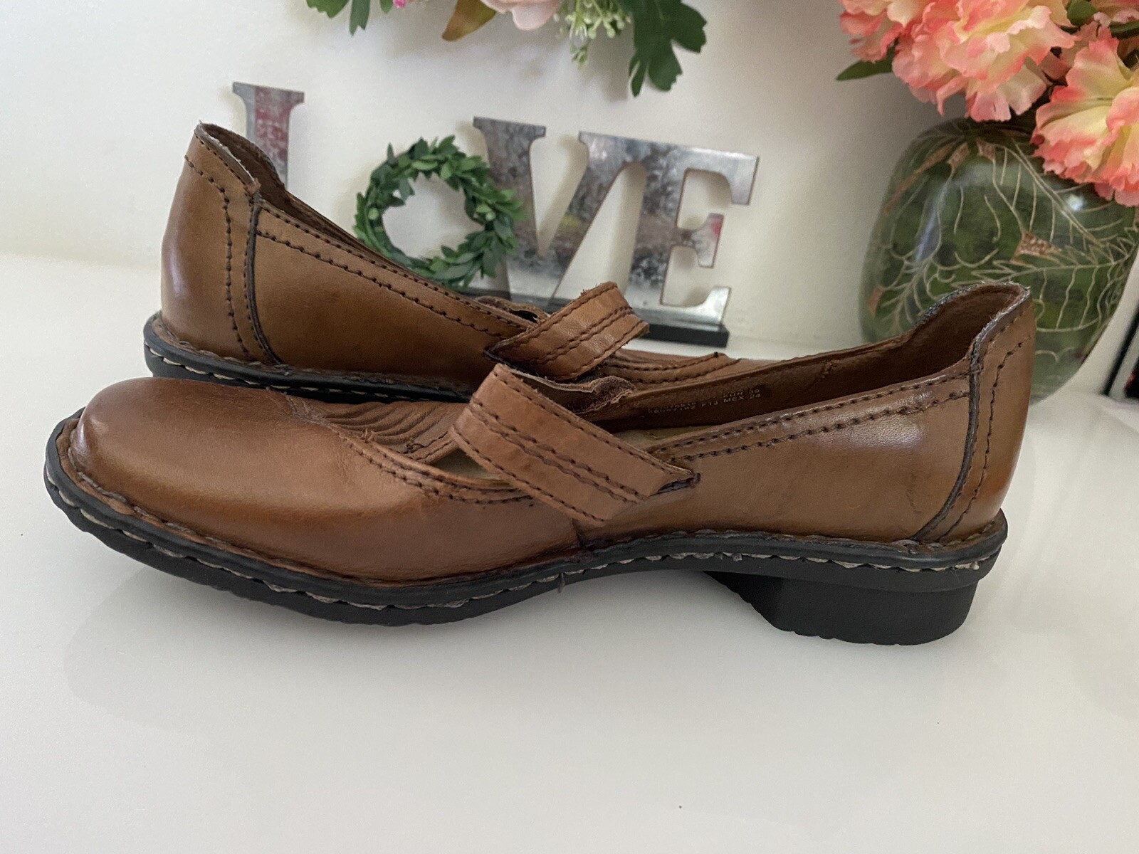 Earth Spirit Tabitha Shoes Brown Comfort Leather Right Shoe Sz 7 Left Shoe Sz 8