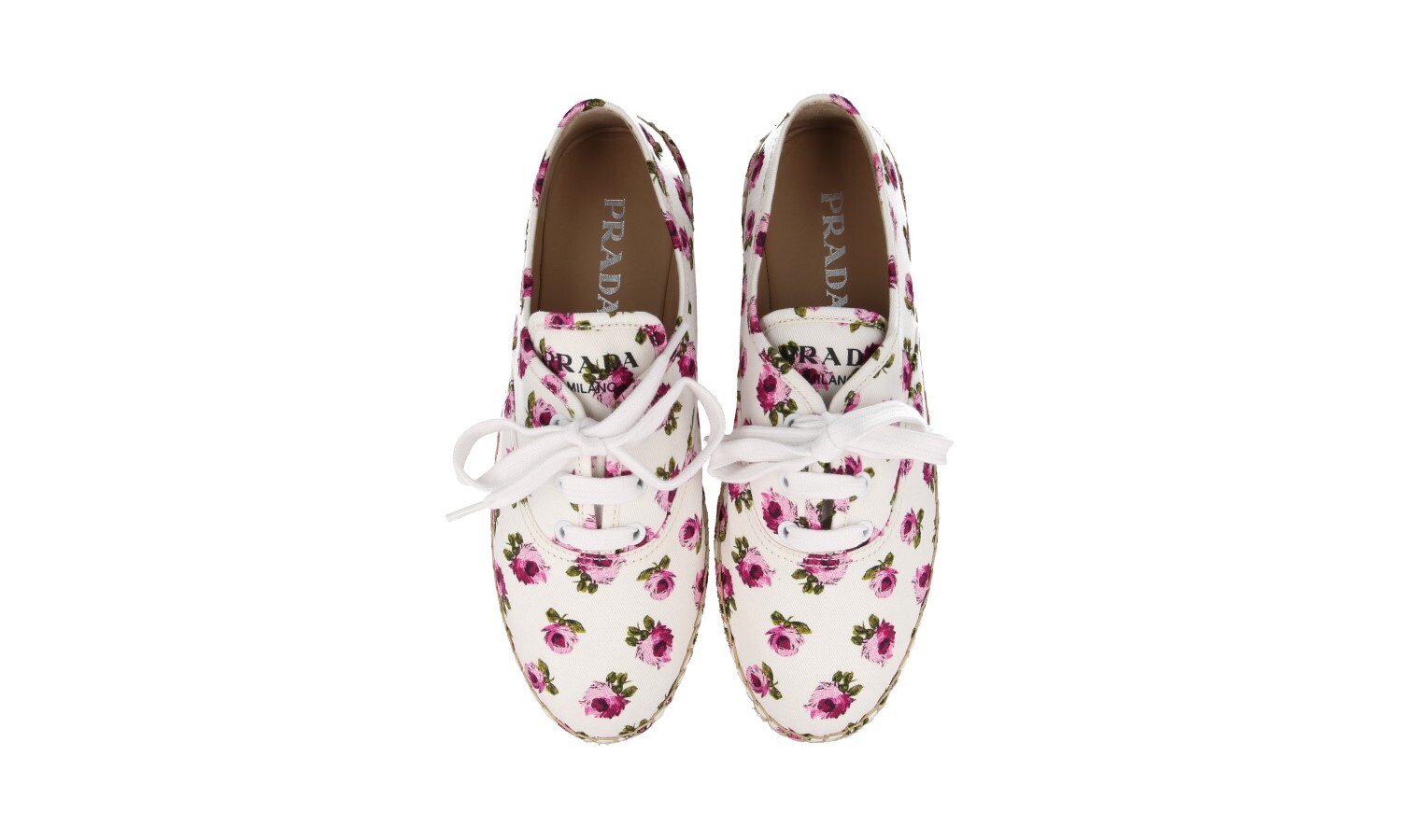 PRADA Canvas Leather Summer Shoes Espadrilles 1E988L Roses NEW – US 6.5 EU 36,5