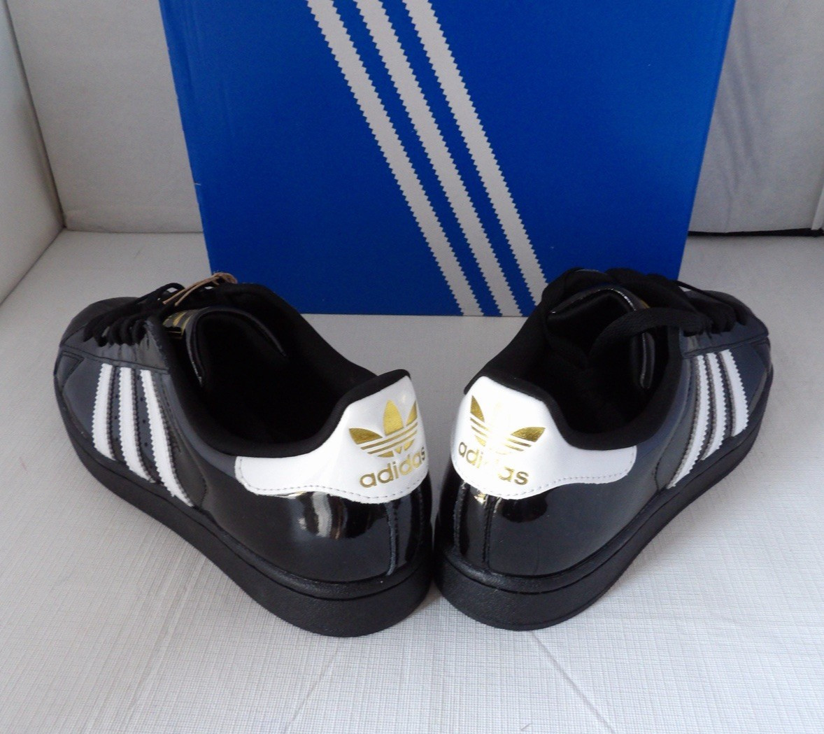 NWOB Authentic ADIDAS SUPERSTAR II Black, White Patent Leather Women’s Size 9 M