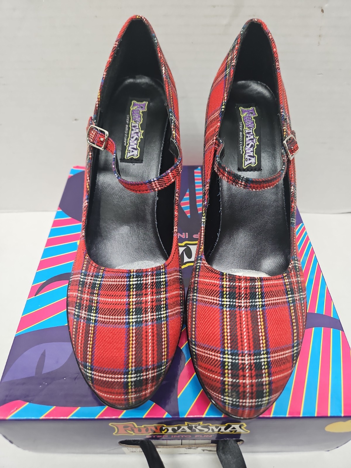 The Funtasma by Pleaser College-04 Pump red plaid New Old STOCK IN BOX Size 11
