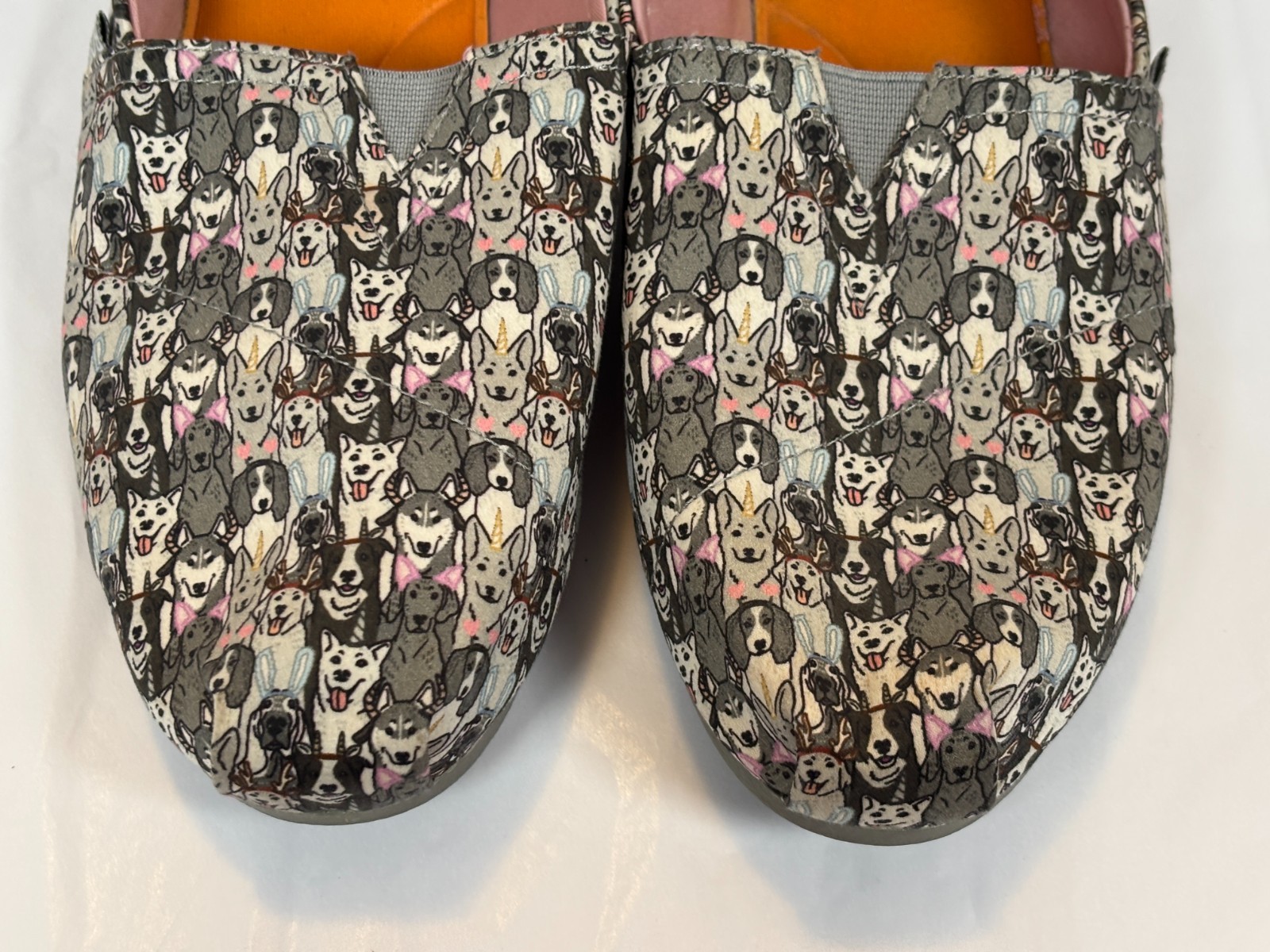 BOBS by Skechers Memory Foam Slip-On Dog Print Canvas Shoes Women’s Size 11