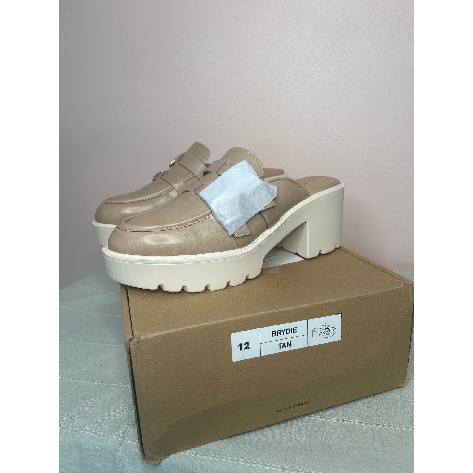 Journee Collection Brydie Women’s Tan Platform Mule Pump Tru Comfort Foam Sz 12