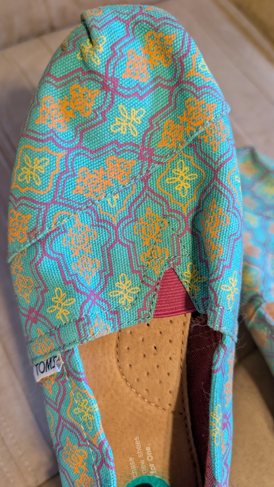 Tom’s Alpargata Canvas Women’s Classics Classic Geometric Moroccan Print Size 8