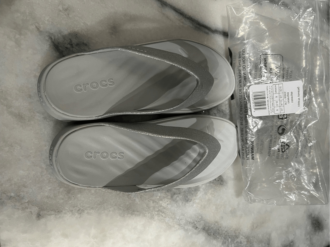 Crocs Getaway Strappy Flip Flops (Women’s Size 6, Espresso, Style 209587-206)