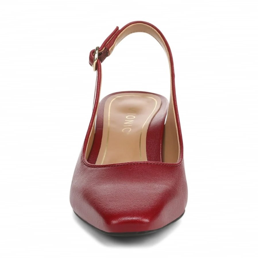 VIONIC Women Perris Slingback Heel, Cabernet Red Leather (NEW)