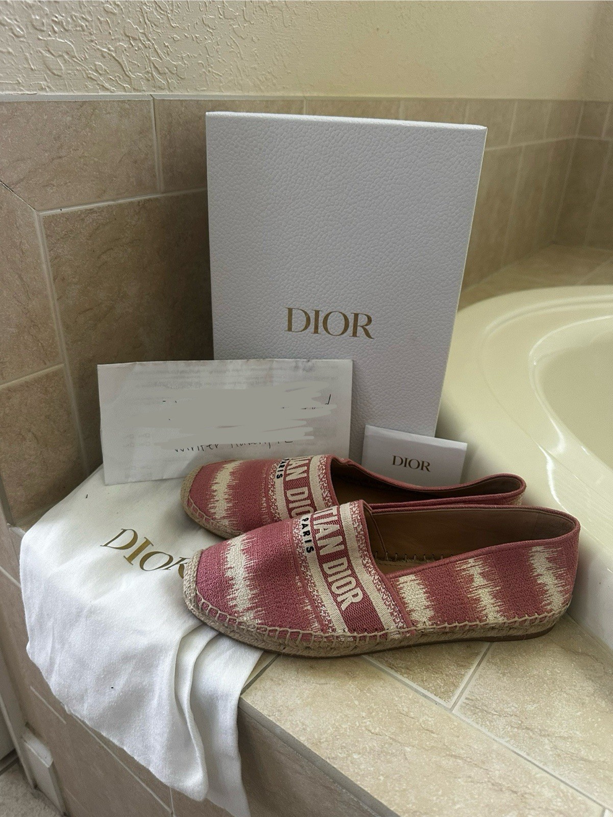 Dior Pink and White Striped Granville Espadrilles