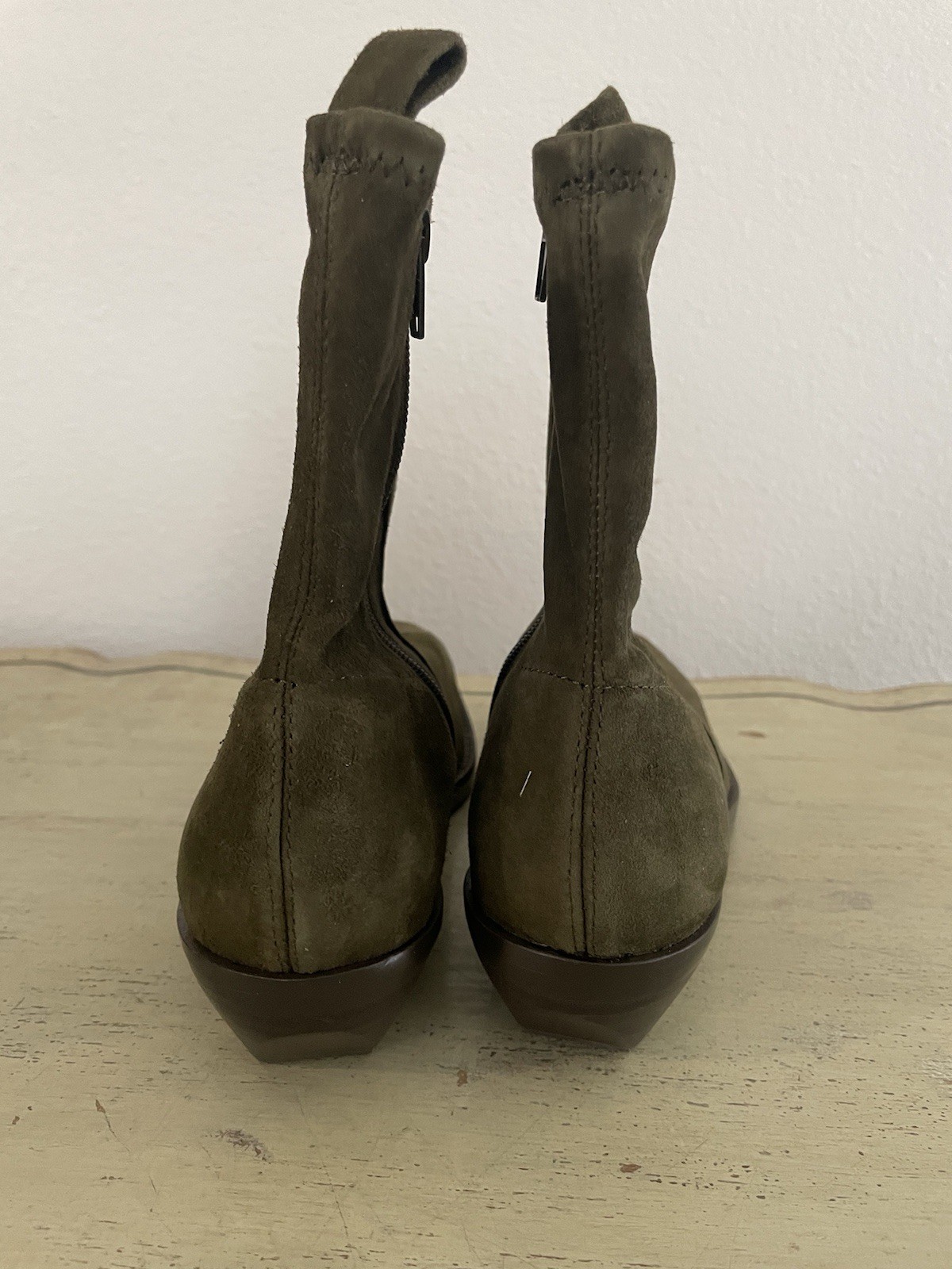Madewell The Idris Ankle Boot in Suede Dark Olive Size 8 M NWD $198 NX430