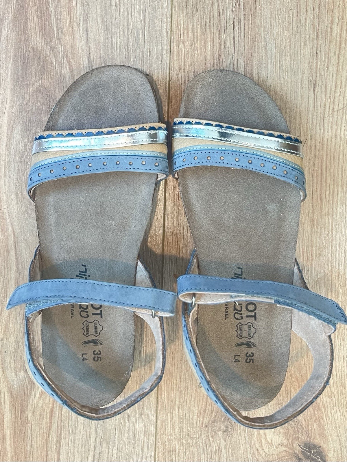 NAOT Beverly Slingback Tan Blue Sandals Women’s Size 35 US 4.5-5