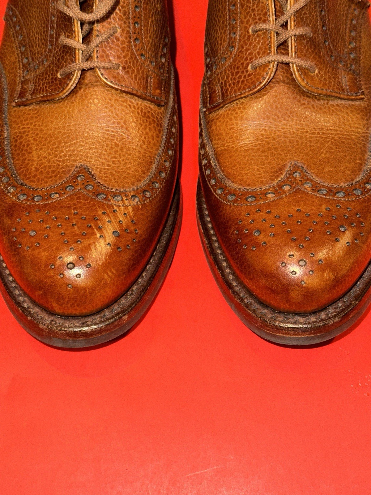 Crockett & Jones ASHFORD Brown Leather Pebble Grain Brogue Mens 95 C | US 9 READ
