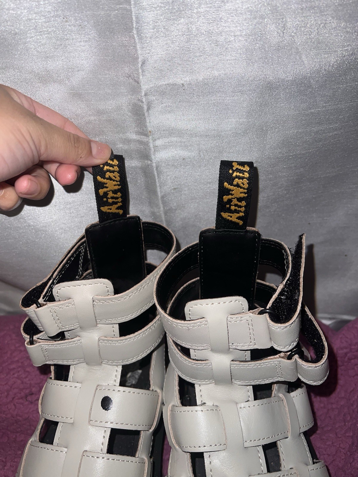 Dr. Martens Women’s Gladiator Sandals Hook & Loop Ankle Straps White/Black 6 US
