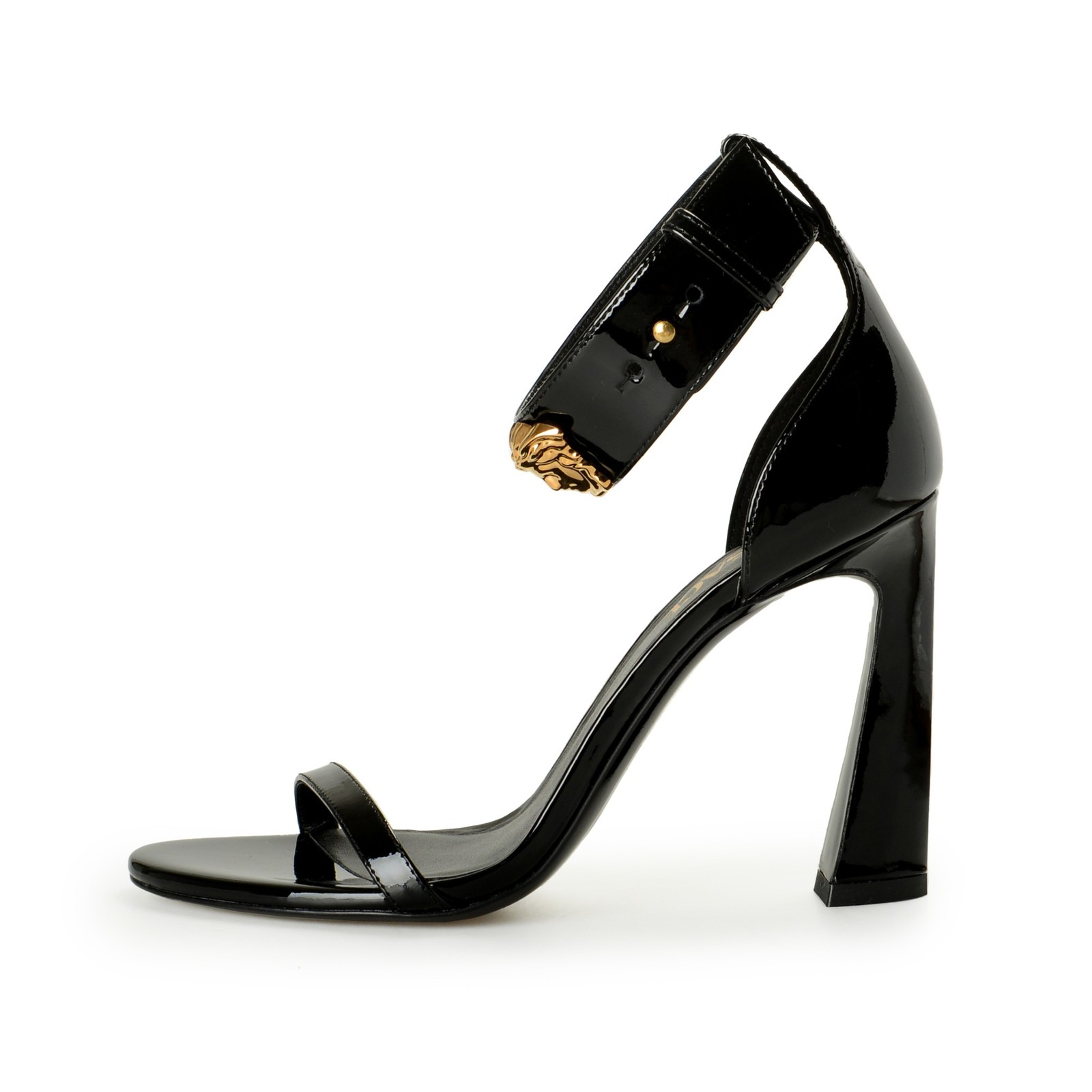 Versace Women’s Gold Medusa Patent Leather Ankle Wrap Pumps Shoes US 6 IT 36