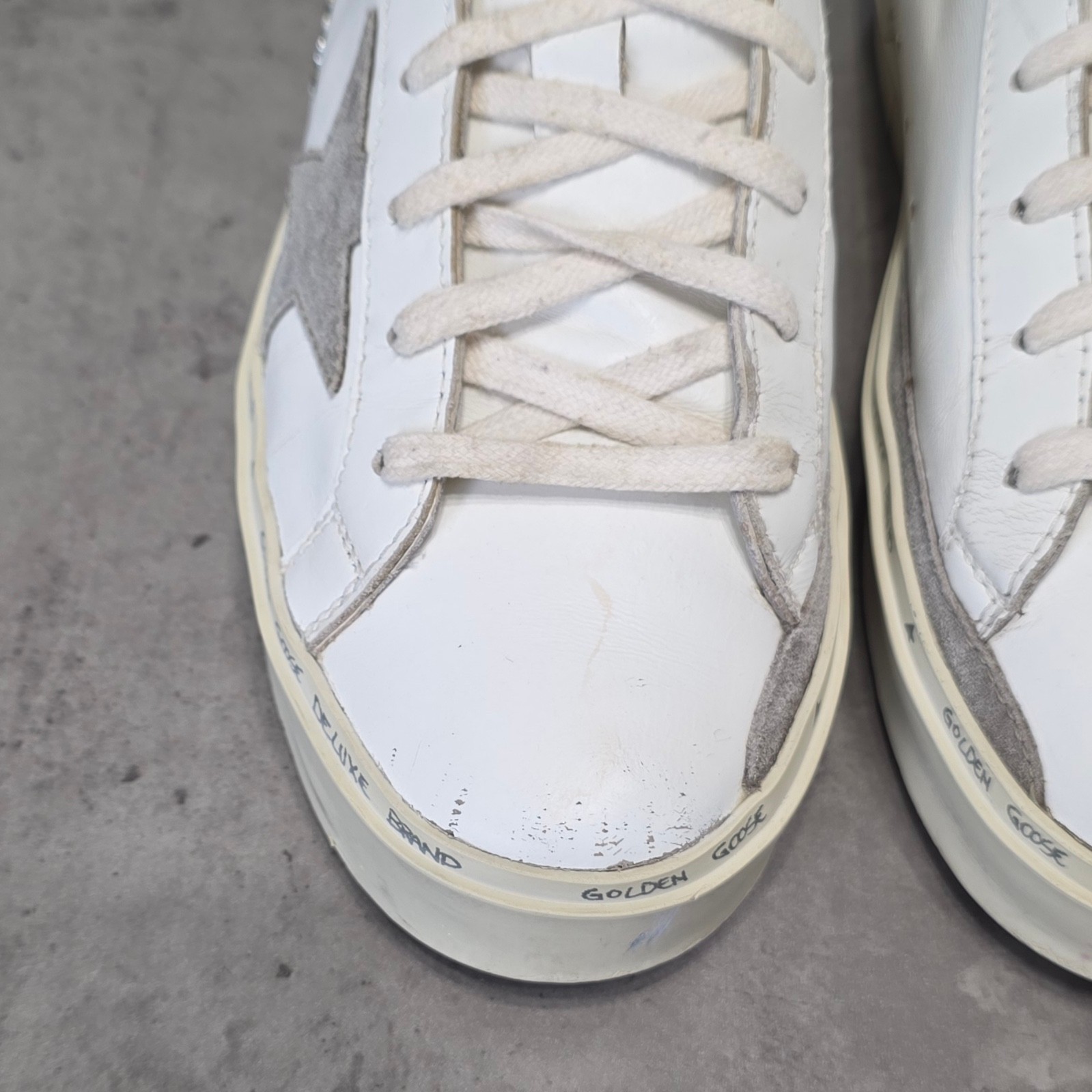 Golden Goose Hi Star Women’s Sneakers White Leather Platform Shoes Size 39