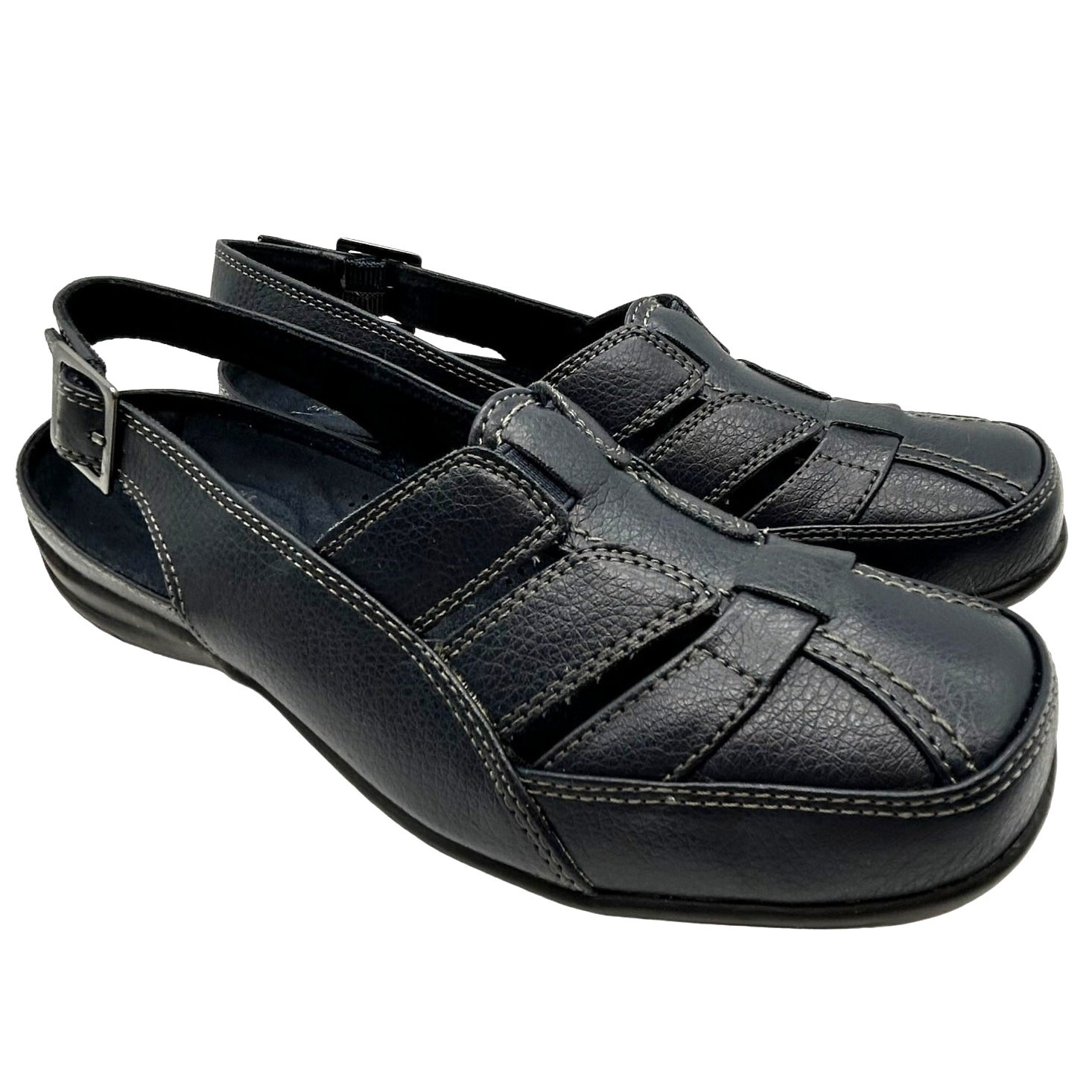 New Easy Street Comfort Wave Sandal Size 6 Faux Leather Fisherman Slingback NIB