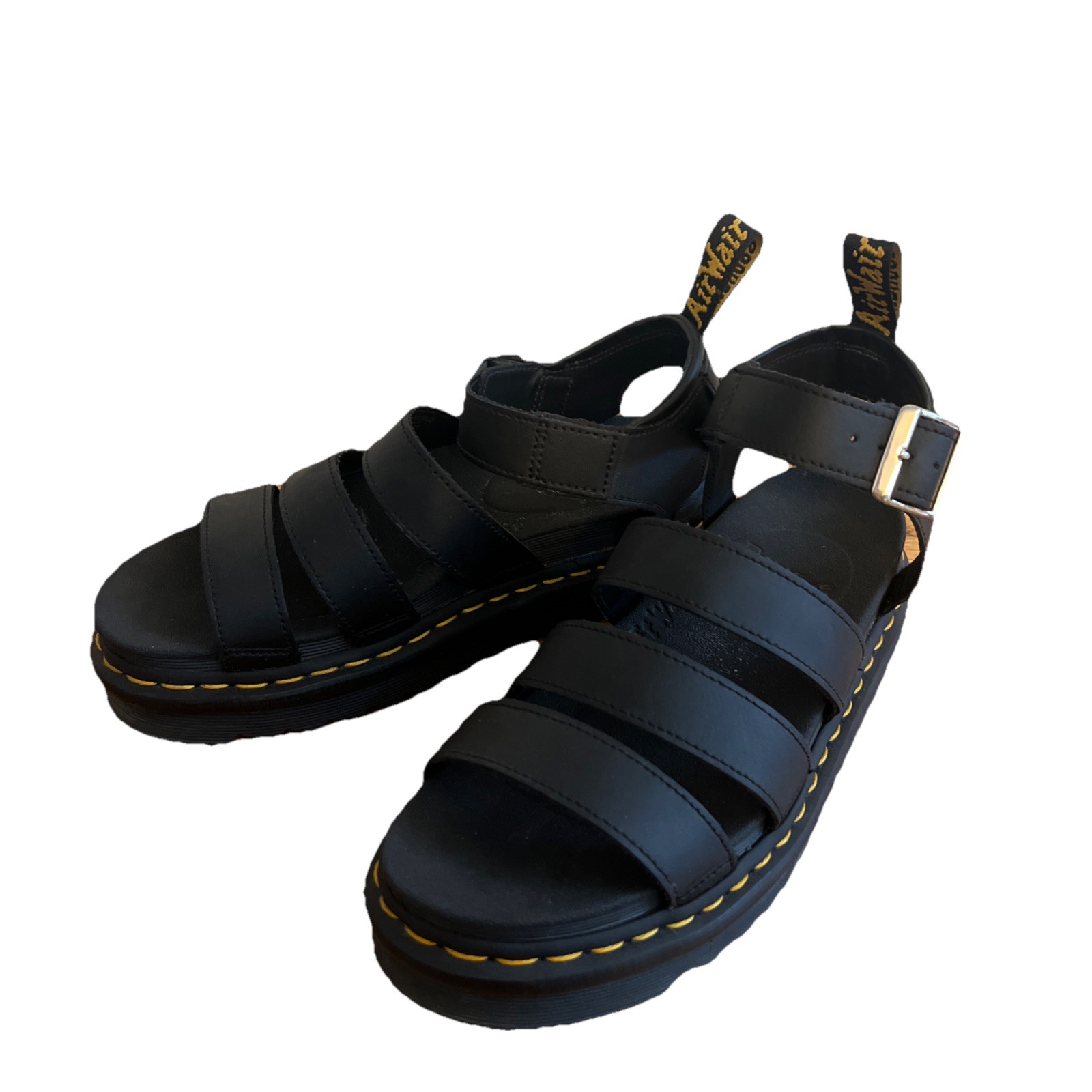 Dr. Martens Blaire Quad Black Leather Strappy Sandals Women’s Size 7 Excellent