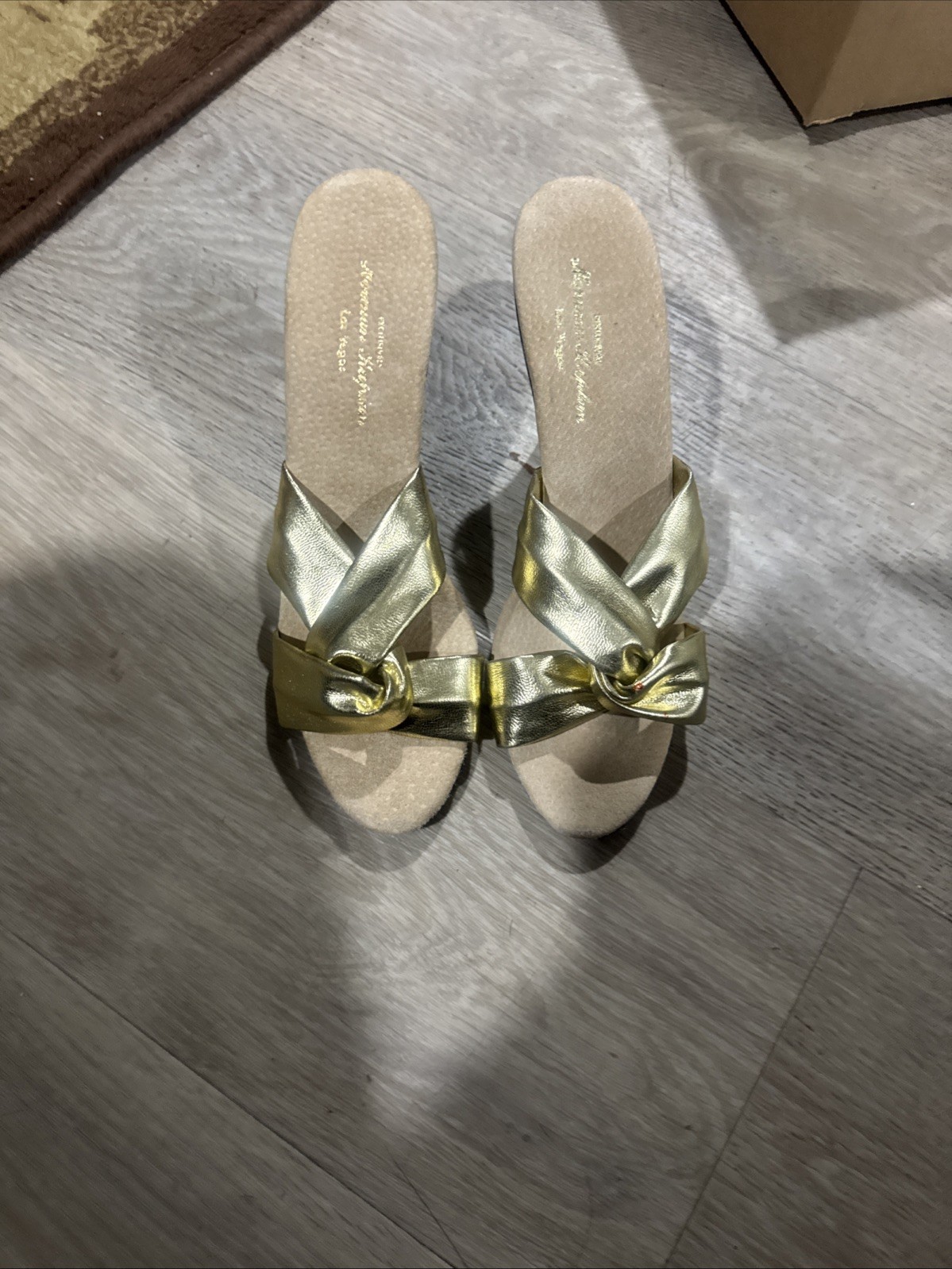 Size 7 Open Toe 3.25 Heel Norman Kaplan.Gold