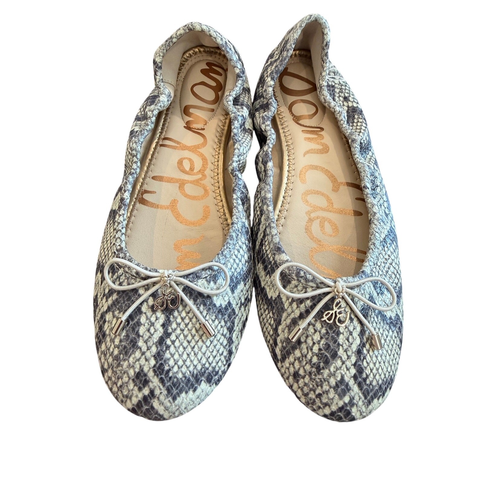 Sam Edelman Felicia Ballet Roccia Snake Print Gray Cream Size 7.5 Classic