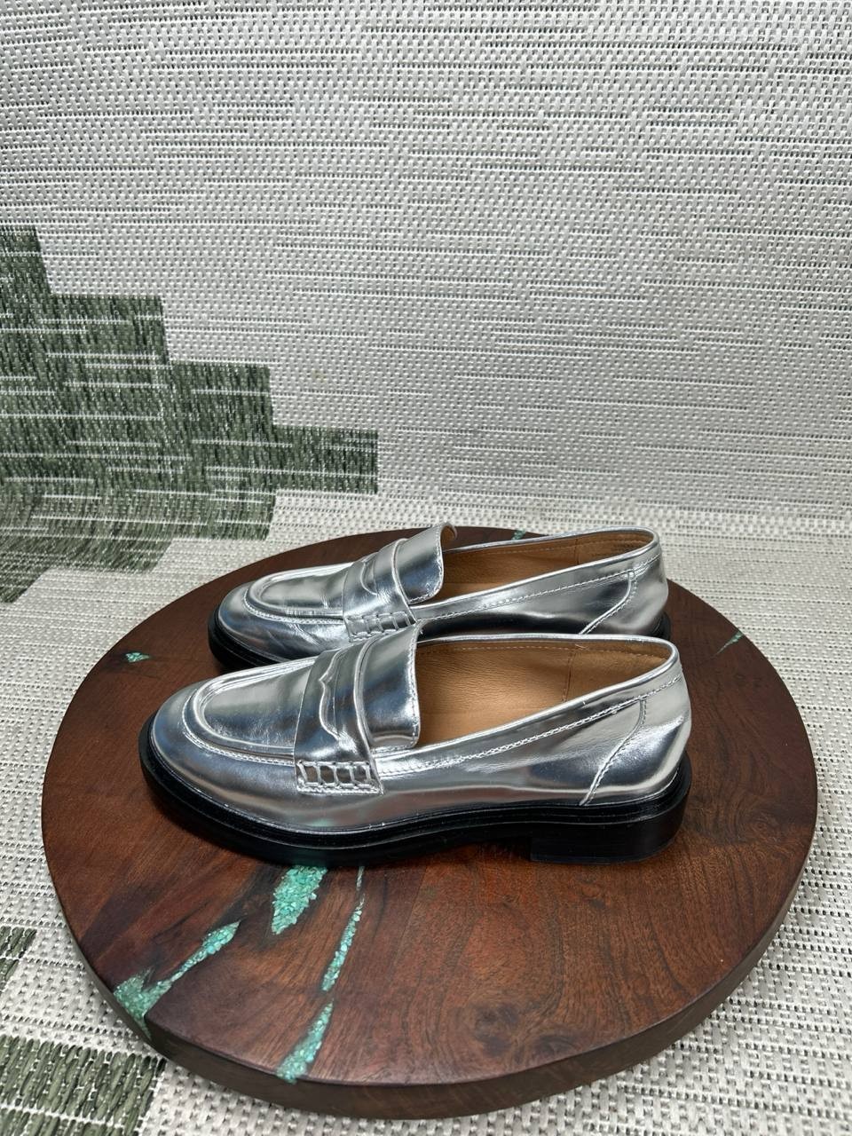 Madewell Shoes Womens Size 6 The Vernon Loafer Silver Specchio Leather Slip On