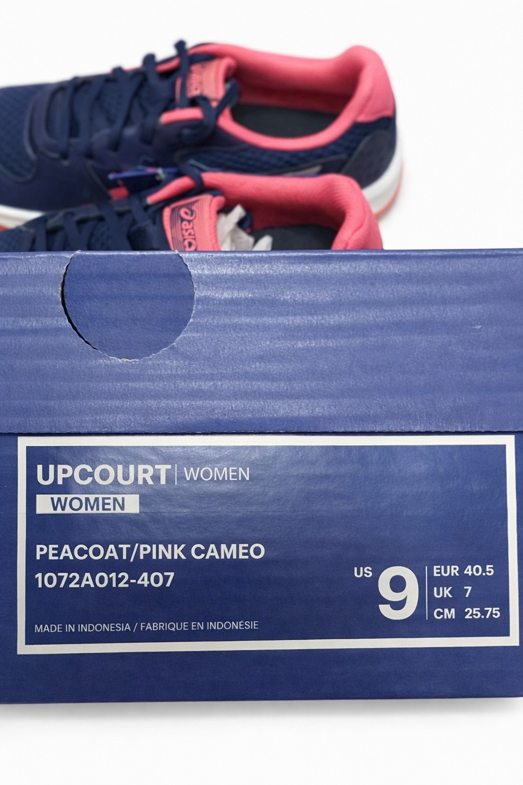 ASICS Upcourt Peacoat/Pink Cameo Lace-Up Sneakers Women’s Low Top 1072A012-407