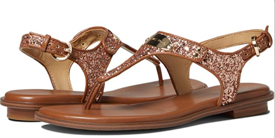 Michael Kors MK Plate Rose Gold Chunky Glitter Sandal Women’s sizes 5-11/NEW!!!