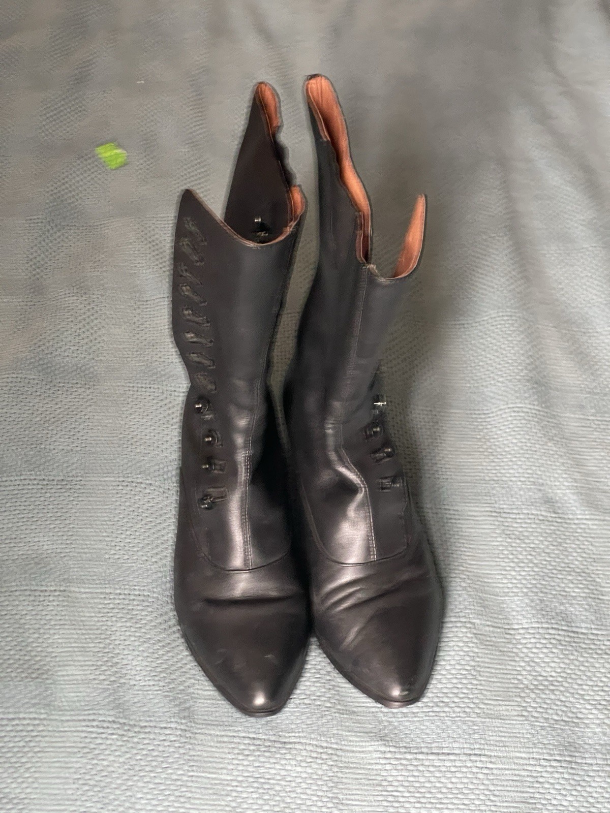 American Duchess Tall Tavistock Black Leather Victorian Mid-Calf Button Boot
