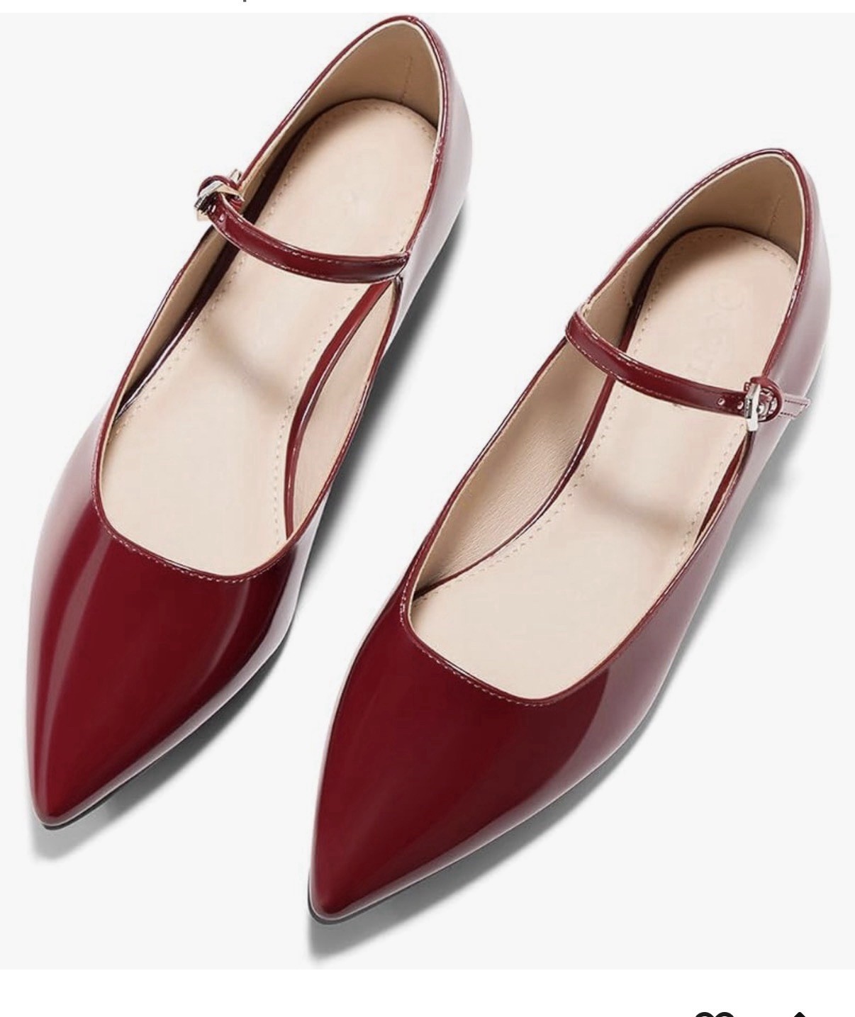 Women Mary Jane Flats Closed Pointed Toe Ballet Flats Ankle Strap Work , size 7