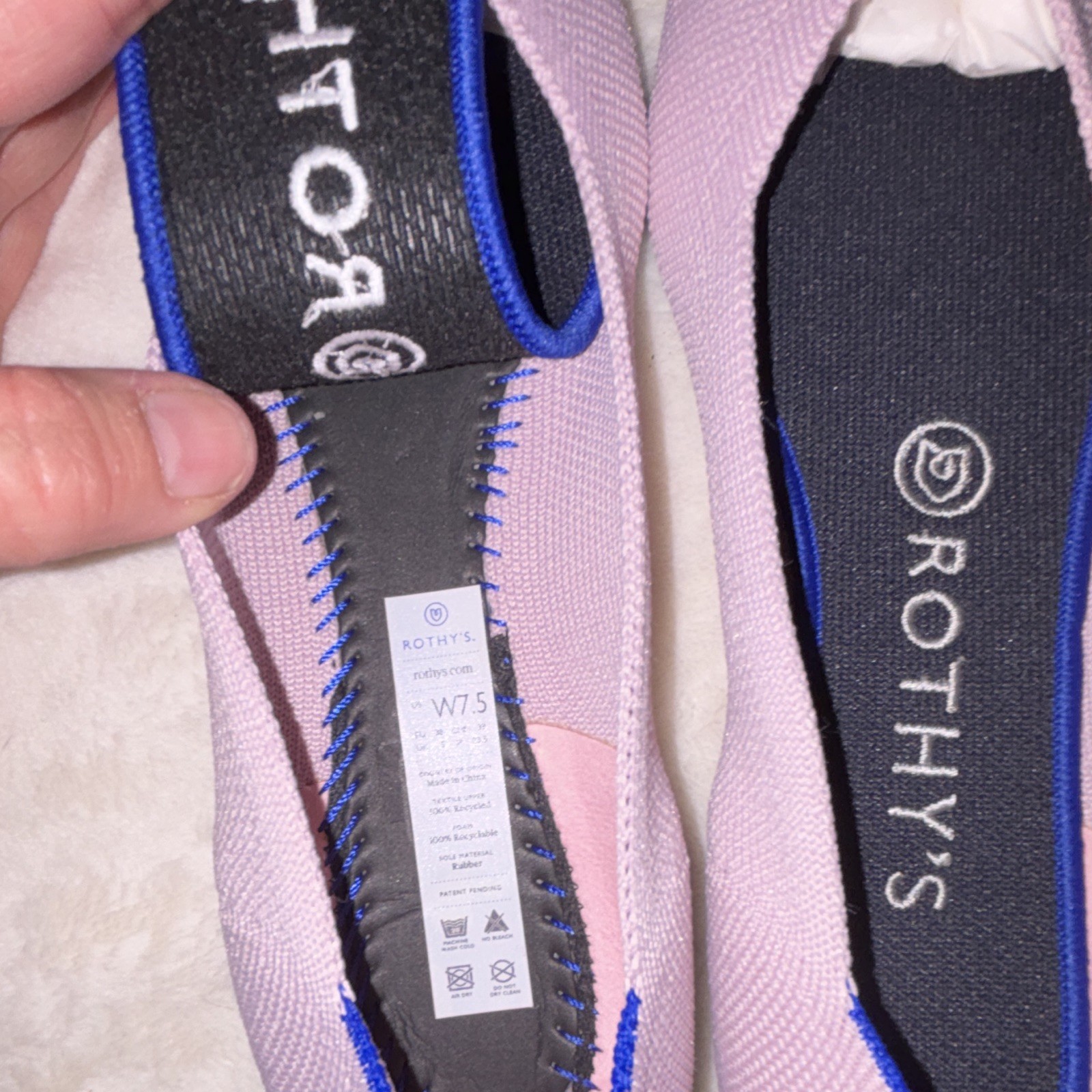 Rothy’s Women’s Pink Knit Pointed Toe Slip-On Flat US 7.5 (A3)