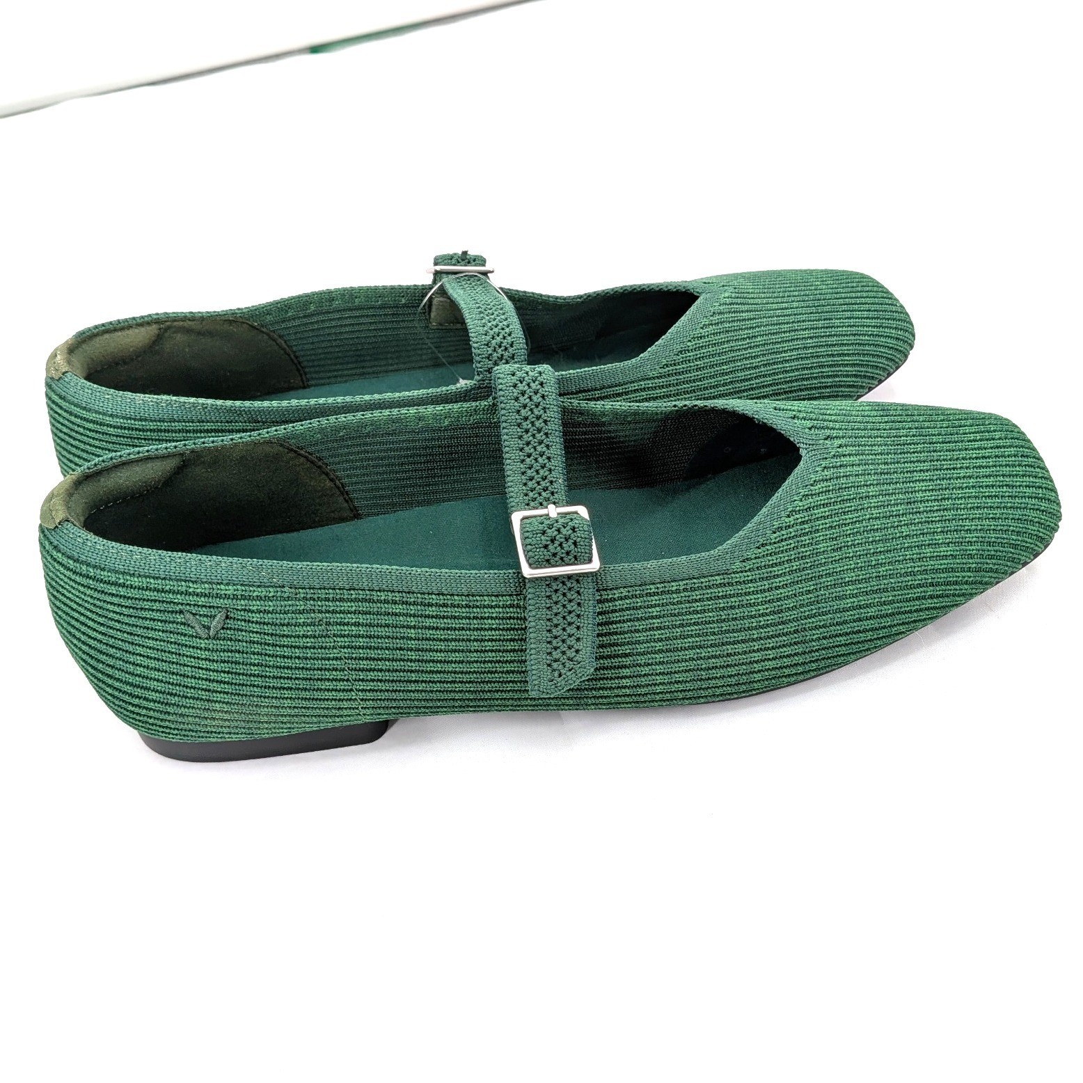 Vivaia Mary Jane Flats Green Knit Sustainable Ballet Shoes Size 41.5