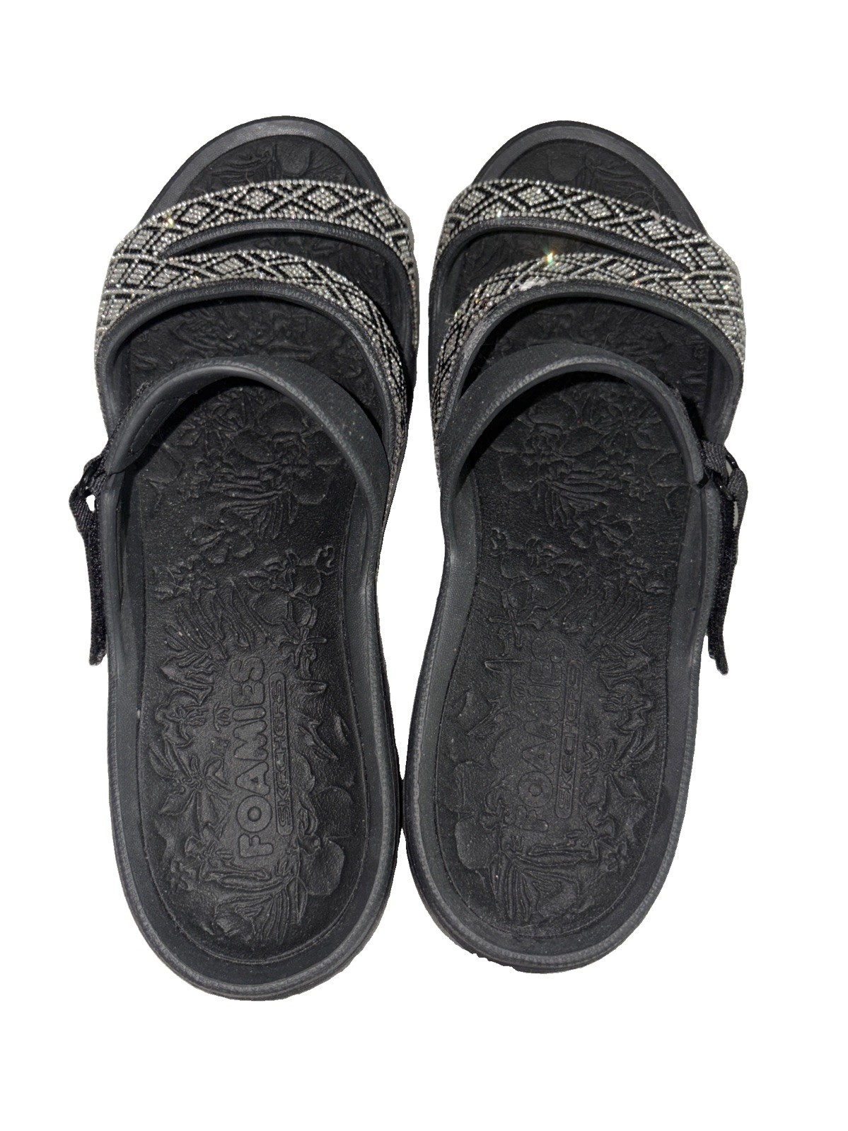 Skechers Foamies Arch Fit Ascend Showstopper Sandals Rhinestone Straps Women’s 9